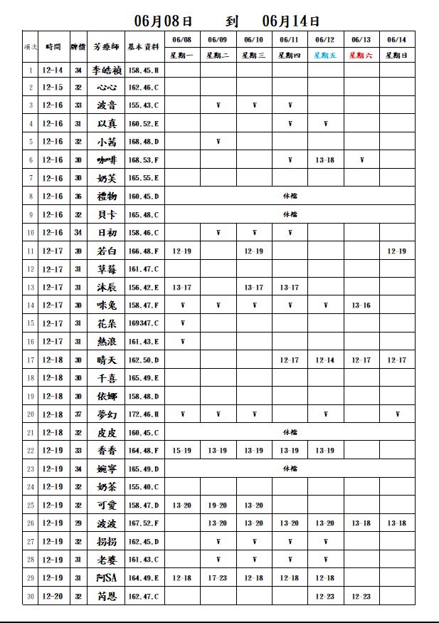 樂鑽男性排毒班表
