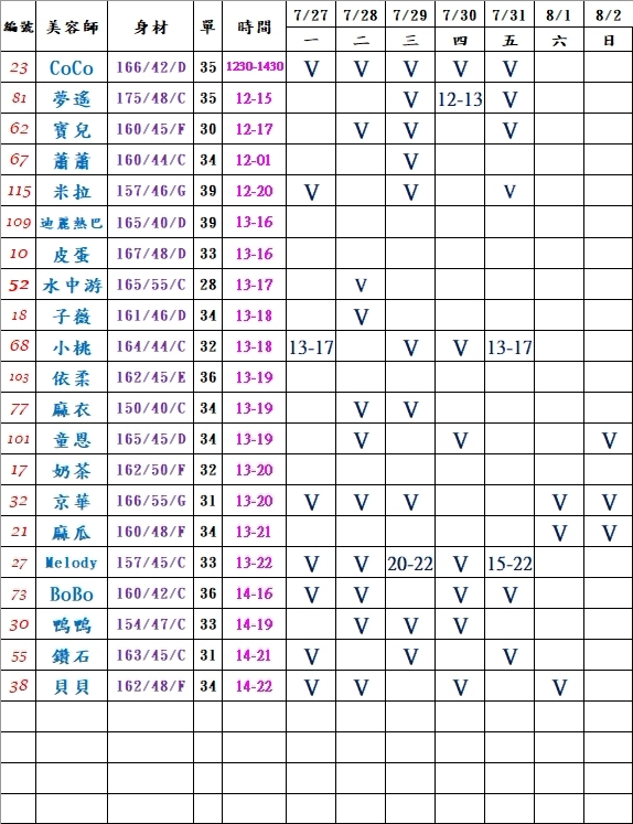 樂鑽男性排毒班表